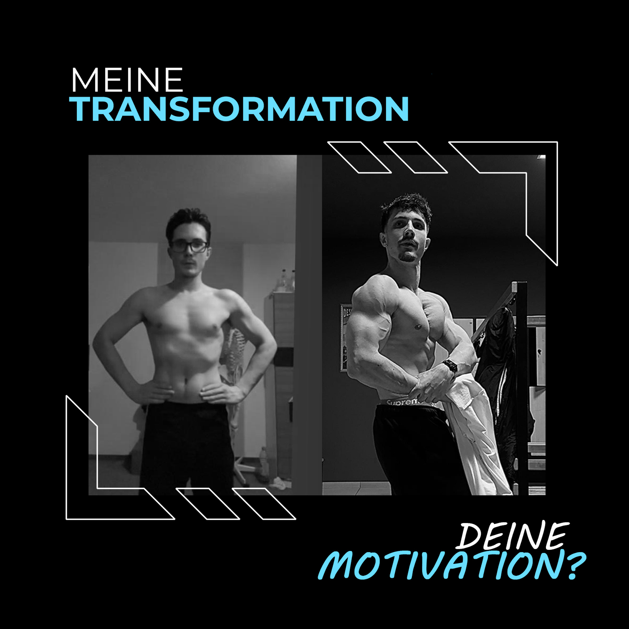 Timon Fischer im Vergleich: links eine Aufnahme vom Anfang, rechts eine aktuelle nach mehreren Jahren Training